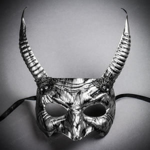 Goblin Devil Long Horn Eyes Mask - Black Silver